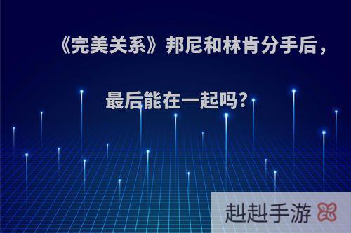 《完美关系》邦尼和林肯分手后，最后能在一起吗?