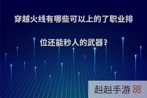 穿越火线有哪些可以上的了职业排位还能秒人的武器?