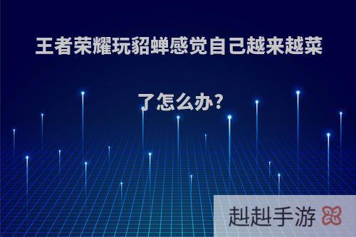 王者荣耀玩貂蝉感觉自己越来越菜了怎么办?