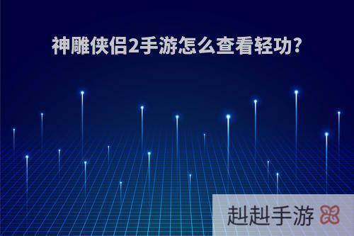 神雕侠侣2手游怎么查看轻功?