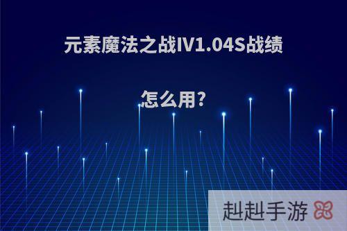 元素魔法之战IV1.04S战绩怎么用?
