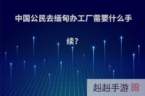 中国公民去缅甸办工厂需要什么手续?