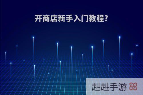 开商店新手入门教程?