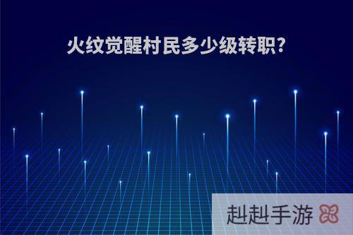火纹觉醒村民多少级转职?
