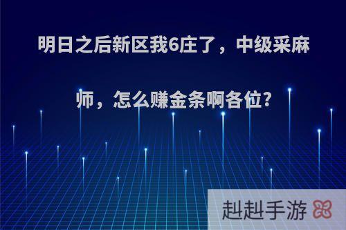 明日之后新区我6庄了，中级采麻师，怎么赚金条啊各位?