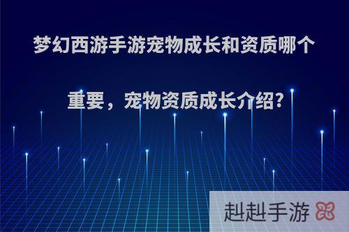 梦幻西游手游宠物成长和资质哪个重要，宠物资质成长介绍?