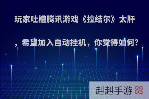 玩家吐槽腾讯游戏《拉结尔》太肝，希望加入自动挂机，你觉得如何?