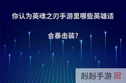 你认为英魂之刃手游里哪些英雄适合暴击装?