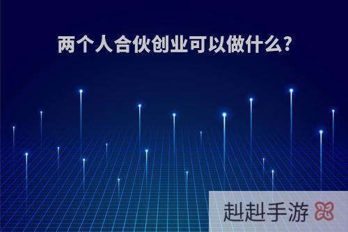 两个人合伙创业可以做什么?