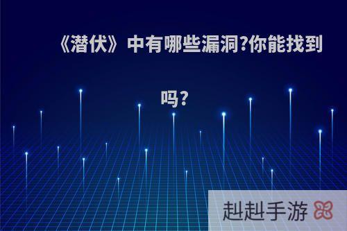 《潜伏》中有哪些漏洞?你能找到吗?
