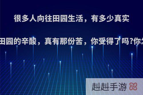 很多人向往田园生活，有多少真实体验过田园的辛酸，真有那份苦，你受得了吗?你怎么看?