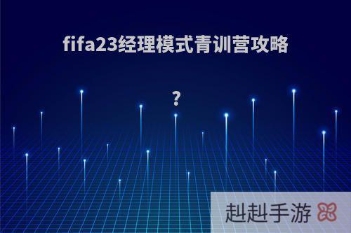 fifa23经理模式青训营攻略?