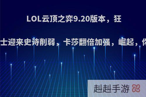 LOL云顶之弈9.20版本，狂野刺和骑士迎来史诗削弱，卡莎翻倍加强，崛起，你怎么看?