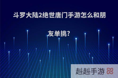 斗罗大陆2绝世唐门手游怎么和朋友单挑?