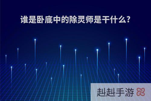 谁是卧底中的除灵师是干什么?