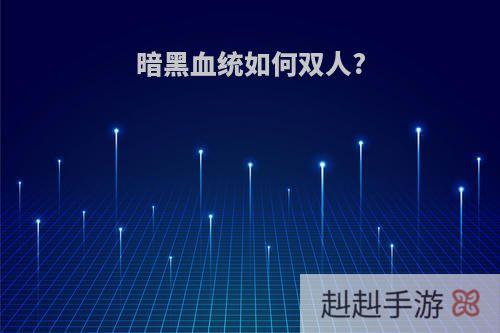 暗黑血统如何双人?