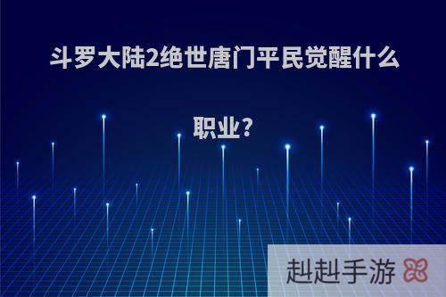 斗罗大陆2绝世唐门平民觉醒什么职业?
