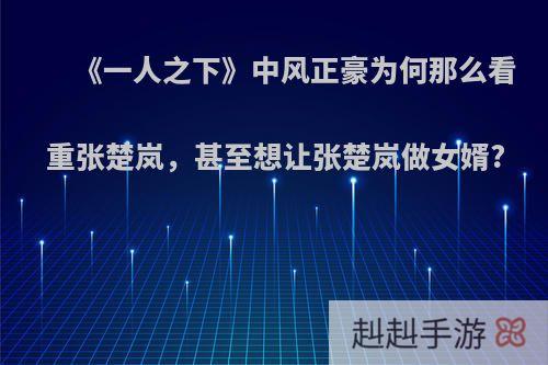 《一人之下》中风正豪为何那么看重张楚岚，甚至想让张楚岚做女婿?