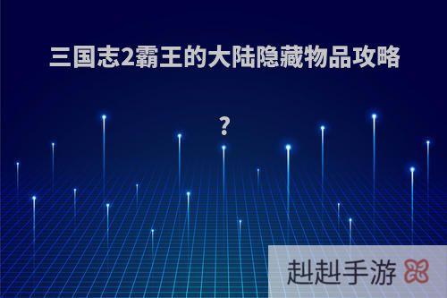 三国志2霸王的大陆隐藏物品攻略?