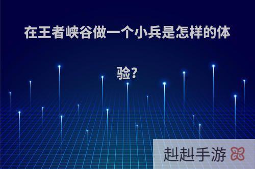 在王者峡谷做一个小兵是怎样的体验?