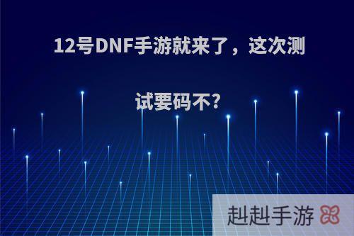 12号DNF手游就来了，这次测试要码不?