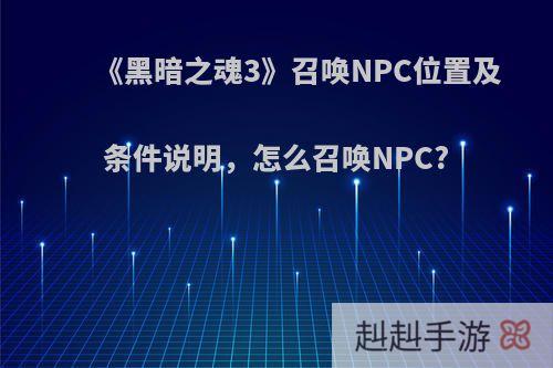 《黑暗之魂3》召唤NPC位置及条件说明，怎么召唤NPC?