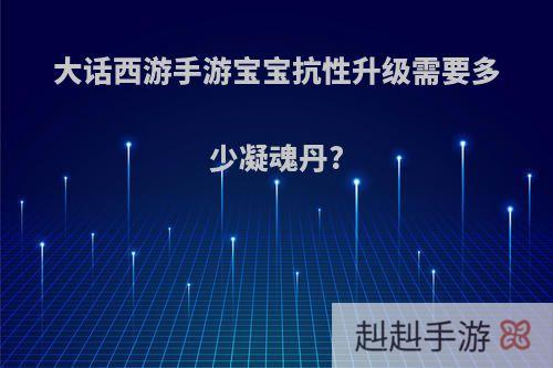 大话西游手游宝宝抗性升级需要多少凝魂丹?