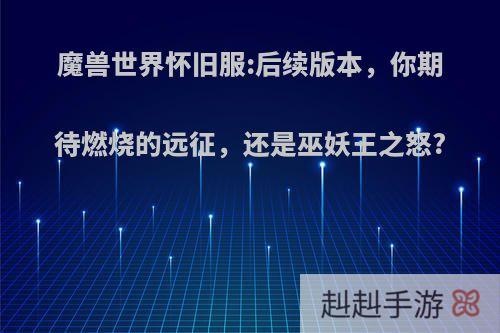 魔兽世界怀旧服:后续版本，你期待燃烧的远征，还是巫妖王之怒?