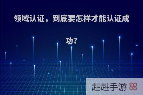 领域认证，到底要怎样才能认证成功?