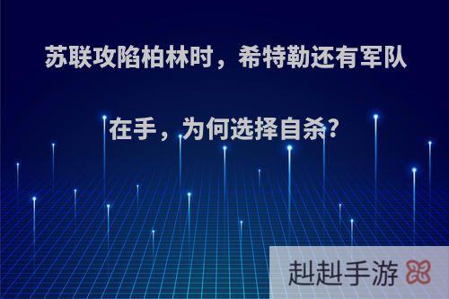 苏联攻陷柏林时，希特勒还有军队在手，为何选择自杀?