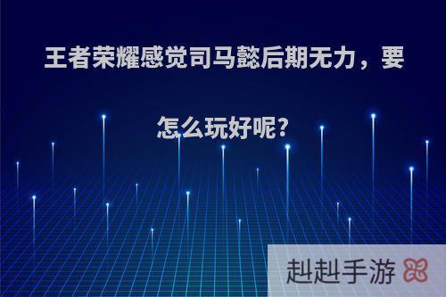 王者荣耀感觉司马懿后期无力，要怎么玩好呢?