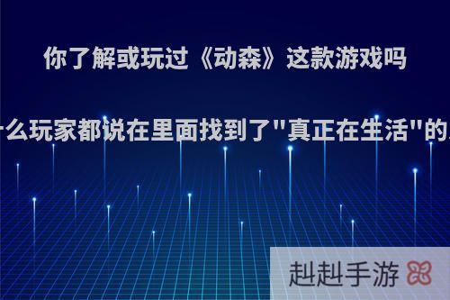 你了解或玩过《动森》这款游戏吗?为什么玩家都说在里面找到了