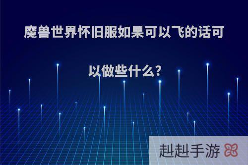 魔兽世界怀旧服如果可以飞的话可以做些什么?