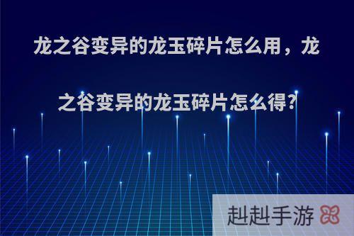 龙之谷变异的龙玉碎片怎么用，龙之谷变异的龙玉碎片怎么得?