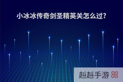 小冰冰传奇剑圣精英关怎么过?