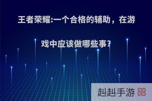 王者荣耀:一个合格的辅助，在游戏中应该做哪些事?