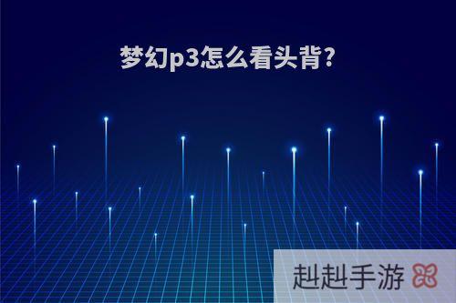梦幻p3怎么看头背?