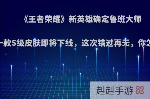 《王者荣耀》新英雄确定鲁班大师，又一款S级皮肤即将下线，这次错过再无，你怎么看?