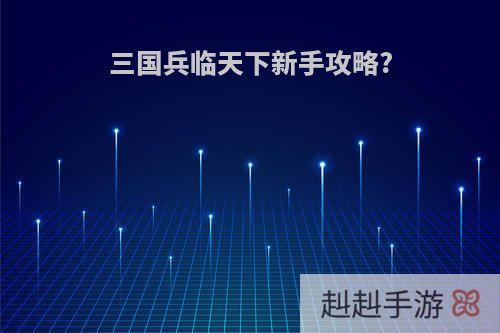 三国兵临天下新手攻略?