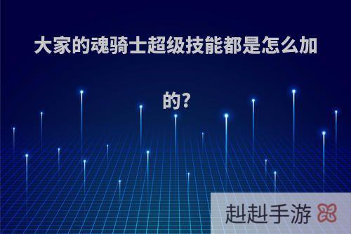 大家的魂骑士超级技能都是怎么加的?