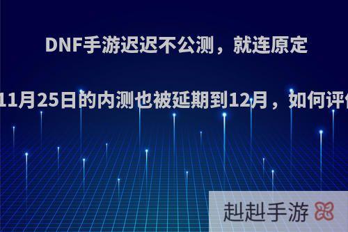 DNF手游迟迟不公测，就连原定于11月25日的内测也被延期到12月，如何评价?