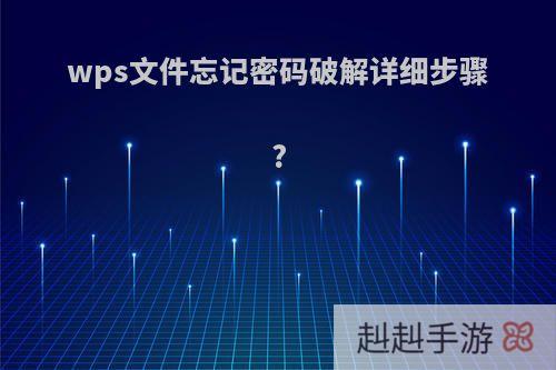 wps文件忘记密码破解详细步骤?