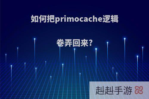 如何把primocache逻辑卷弄回来?