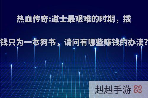 热血传奇:道士最艰难的时期，攒钱只为一本狗书，请问有哪些赚钱的办法?