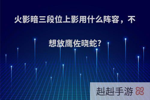 火影暗三段位上影用什么阵容，不想放鹰佐晓蛇?