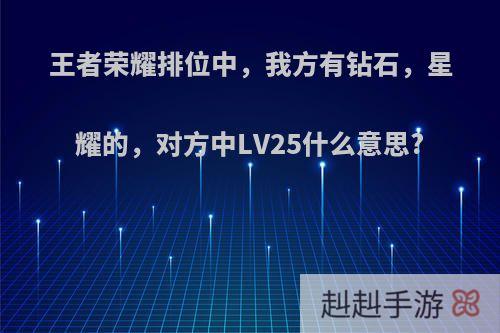 王者荣耀排位中，我方有钻石，星耀的，对方中LV25什么意思?