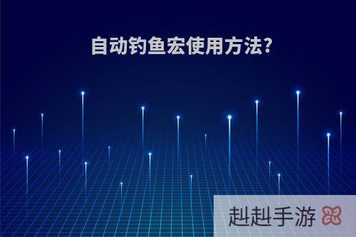 自动钓鱼宏使用方法?