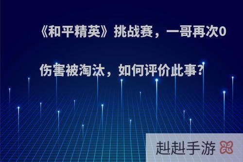 《和平精英》挑战赛，一哥再次0伤害被淘汰，如何评价此事?