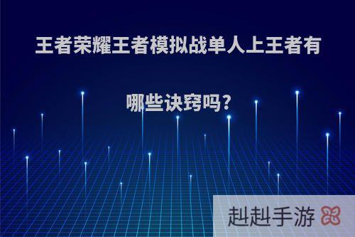 王者荣耀王者模拟战单人上王者有哪些诀窍吗?
