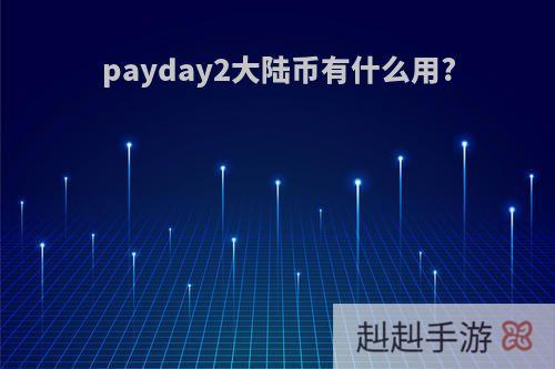 payday2大陆币有什么用?